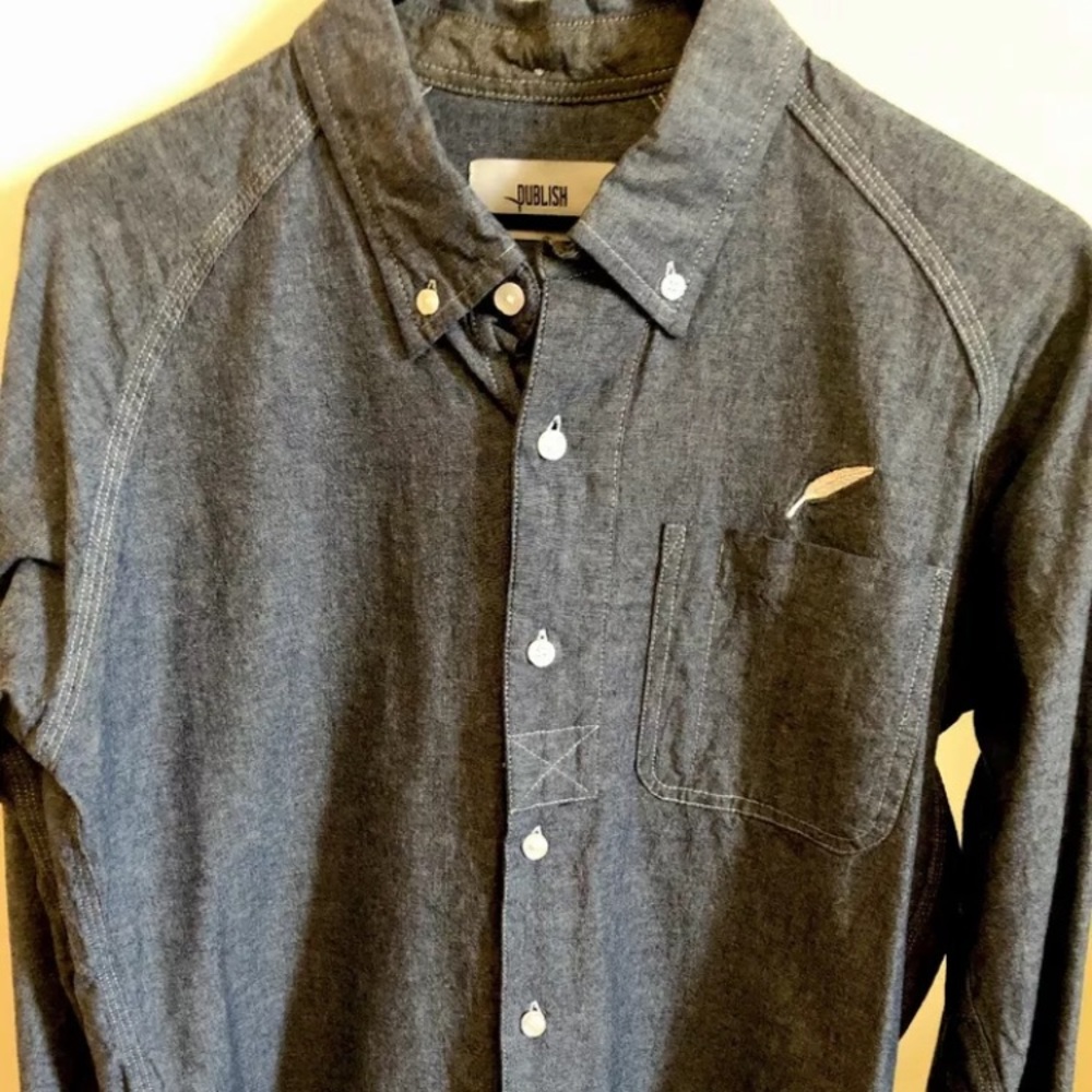 Publish gray chambray long sleeve button down